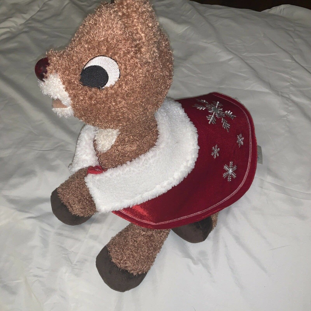 HUGGABLE Build A Bear Rudolph the Red Nose Reindeer Plush Nose Lights Talks